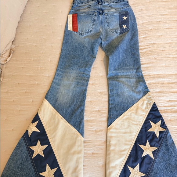 Free People Blue and Red Star Flare Jeans - Picture 5 of 10
